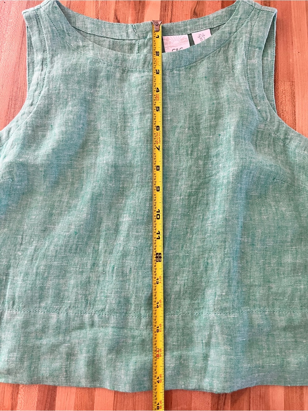 C&C California Sleeveless Linen Tank Top in Seafoam Green - Picture 6 of 7